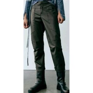 ZARA Wax Dark‎ Green Stylish Crop Pants